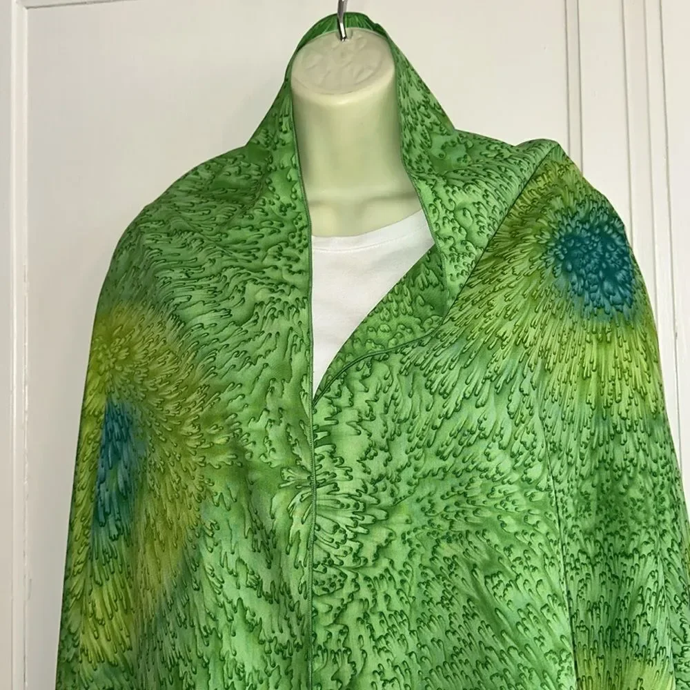 Very large green & blue‎ watercolors polyester wrap/shawl